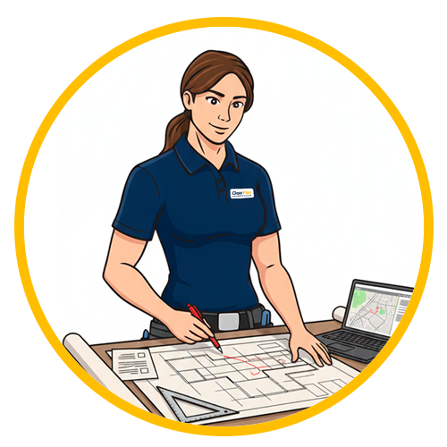 Female advisor illustration working on planning application