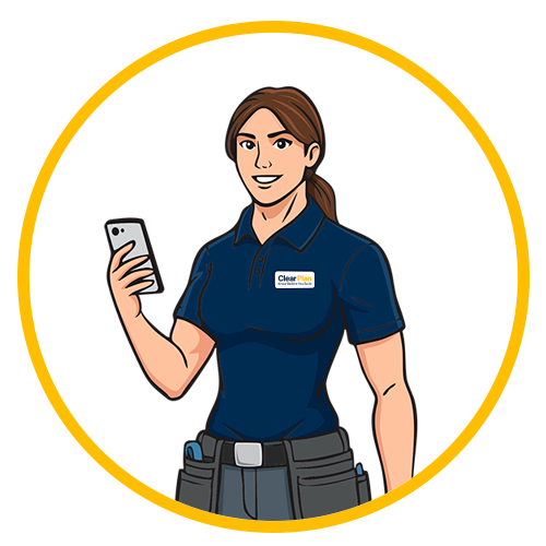 Female advisor illustration holding a mobile phone
